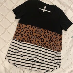 Tickled Teal Leopard & Striped Shirt